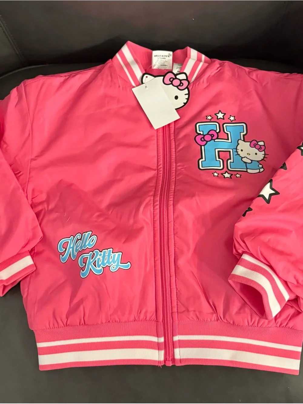 Hello Kitty Hot Pink Zip-Up Jacket with Blue Accents